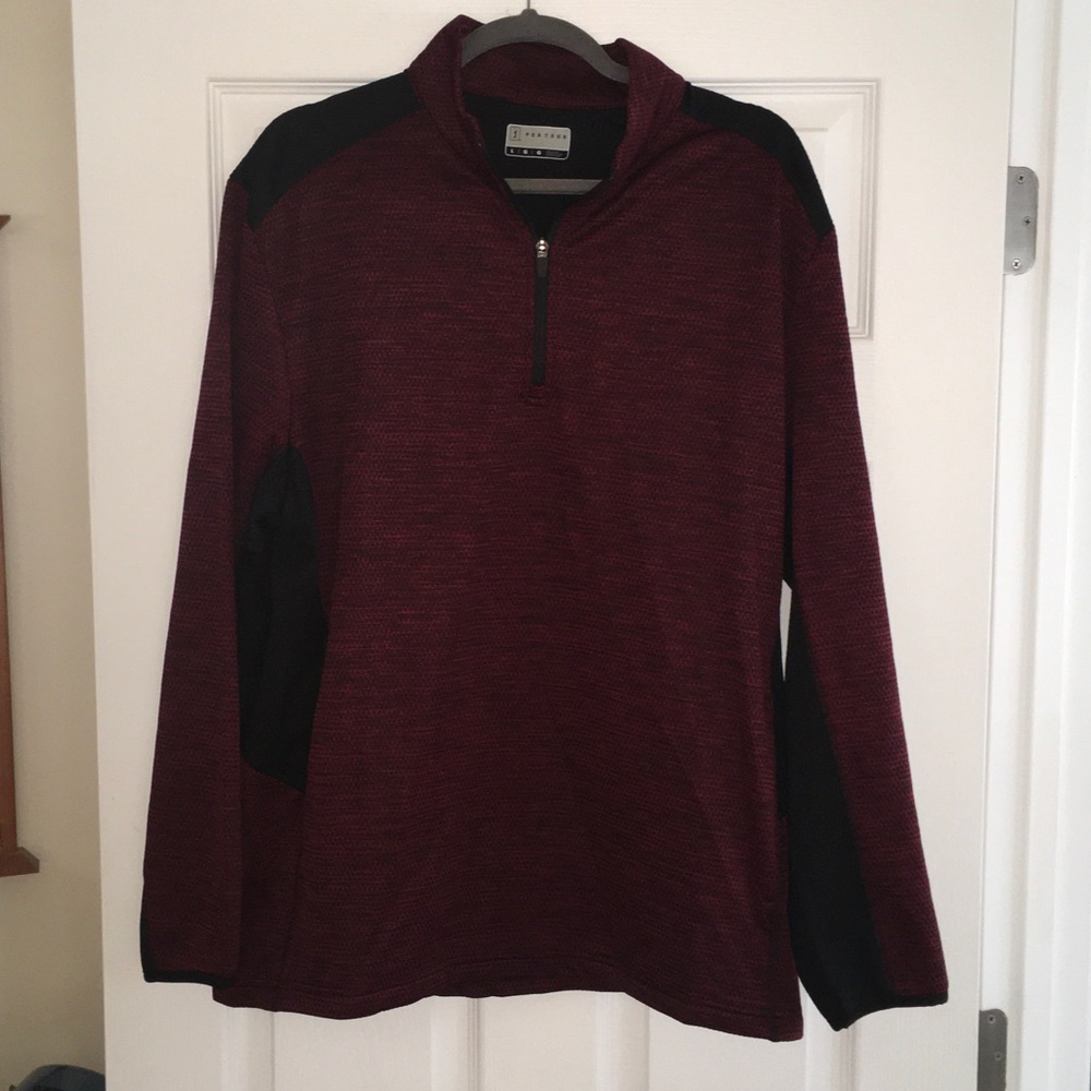 PGA Tour Men's Maroon and Black Zip-Up Sweater